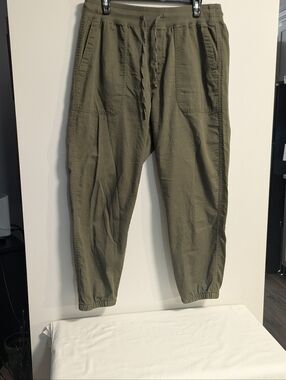 GAP Womens Olive Green Drawstring Ribbed Waist Joggers. 100% Cotton.